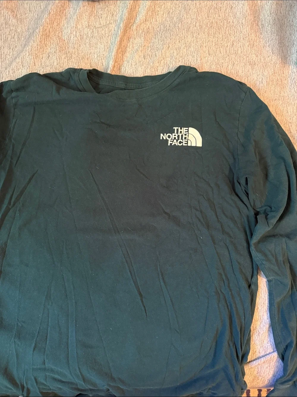 The North Face Men's Long Sleeve Tee in Deep Green with White Logo